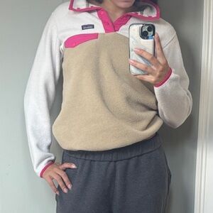 Patagonia Beige and Pink Fleece Pullover